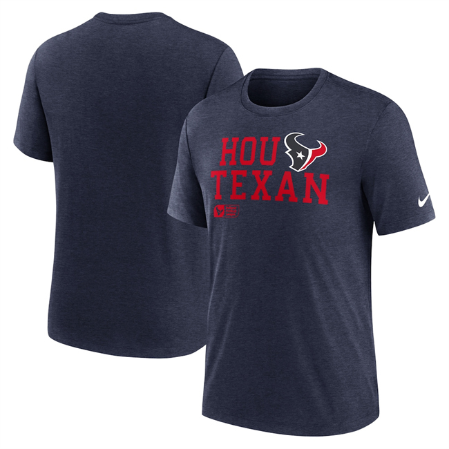 Men's Navy Houston Texans Overlap Lockup Tri-Blend T-Shirt